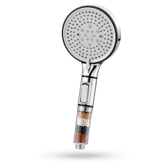 Front view of the AqualisPure filtered shower head